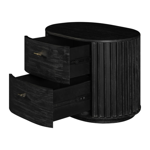 Vig Furniture Modrest Fields - Stylish Modern Black Acacia Nightstand For Contemporary Bedrooms, Vietnam Made Black  Vgwd-vgd2-bst02-blk