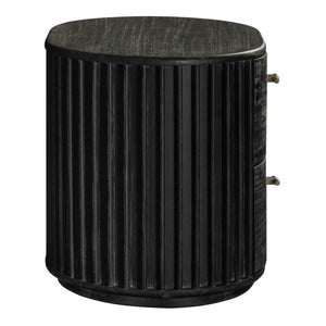 VIG Furniture Fields Solid Acacia Nightstand In Matte Black With Gold Handles, 2 Drawers, Fully Assembled, 25.9"W VGWD-VGD2-BST02-BLK