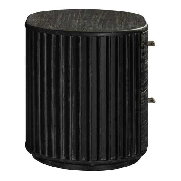 VIG Furniture Fields Solid Acacia Nightstand In Matte Black With Gold Handles, 2 Drawers, Fully Assembled, 25.9"W VGWD-VGD2-BST02-BLK