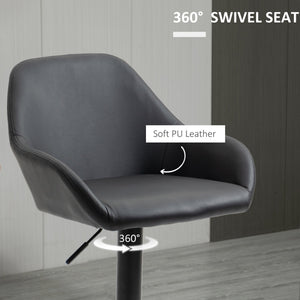 English Elm Homcom Modern Adjustable Bar Stools Set Of 2, Swivel Pu Leather With Footrest For Kitchen & Dining W2225P217149