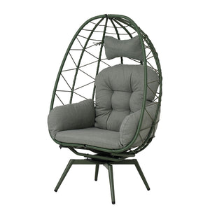 English Elm Oversized Swivel Rattan Egg Chair with Plush Cushions for Patio or Living Room T5880P501010