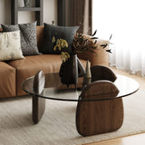 VIG Furniture Modrest Buxton - Mid-Century Modern Glass + Dark Walnut Coffee Table VGOD-LZ-274C-COF