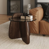 VIG Furniture Modrest Buxton - Mid-Century Modern Glass + Dark Walnut End Table VGOD-LZ-274E-END