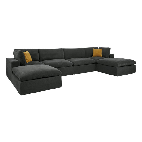 English Elm Coffee Bean Textured Modular Sectional Low Profile Lounge Sofa with Toss Pillows Dark Gray B2748S00078