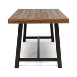 Christopher Knight Home® - Noble House - Carlisle Outdoor Eight Seater Wooden Dining Table, Teak and Rustic Metal Finish