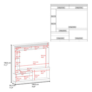 English Elm Stained Walnut Entertainment Center with Six Shelves, Two-Door Cabinet & Open Storage for Style and Organization B062S00602