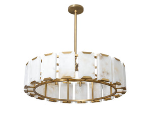 Sunpan Rovira Chandelier – Stunning Alabaster & Gold Iron Design for Elegant Ambient Lighting in Any Space