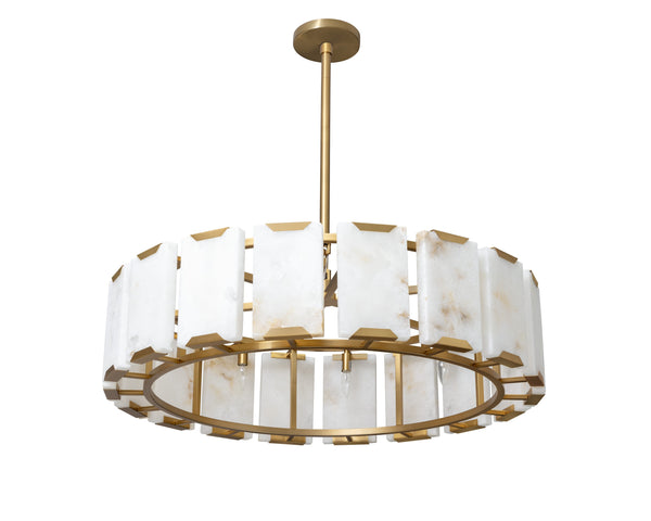 Sunpan Rovira Chandelier – Stunning Alabaster & Gold Iron Design for Elegant Ambient Lighting in Any Space