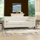 English Elm Jack 84" Modern Tuxedo Tufted Sofa, Cloud White Performance Velvet