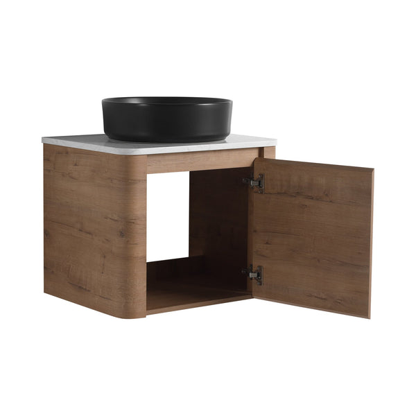 English Elm 24'' Wall-Mounted Bathroom Vanity With Ceramic Sink, Soft-Close Door & Space-Saving Design For Elegance W999S00393