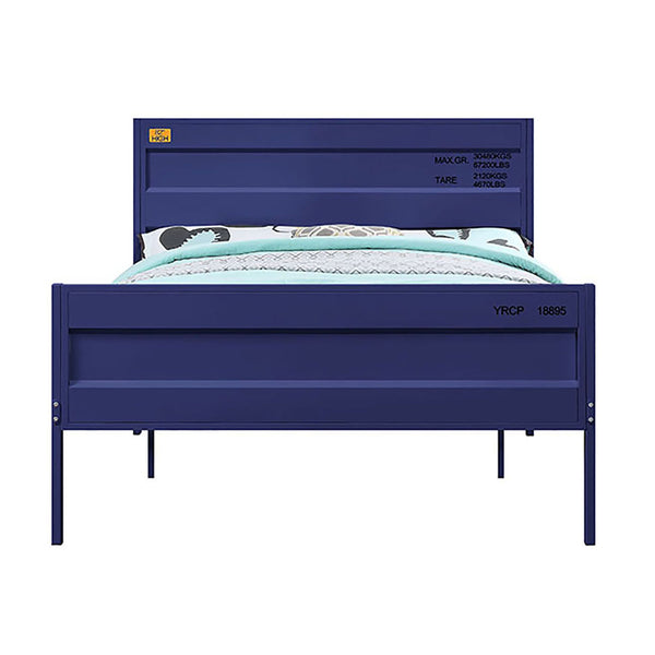 English Elm Blue Cargo Container Metal Platform Bed with Industrial Rectangular Headboard, Box-Spring Free Convenience B062P189169