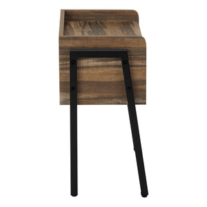 English Elm Accent Table Two Tier Industrial Nightstand with Reclaimed Wood Look and Black Metal Legs B2710P219344