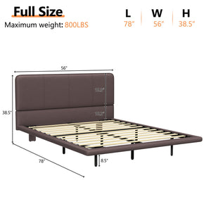English Elm Christopher Knight Home® - Floating Bed Frame Modern PU Leather Platform Full Size with Under-Bed LED Lights, Durable, Easy Assemble Coffee 56.5 L x 21 W x 7 H N761P206085C