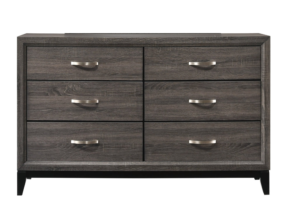 English Elm 1pc Modern 4-Drawer Tall Storage Chest in Mist Finish — Sleek Bedroom Organizer with Spacious Drawers Gray 61 L x 19 W x 36 H B2741P406737