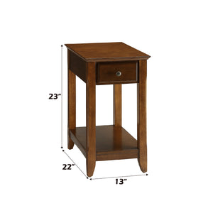English Elm Bertie Walnut Finish Accent Table with Drawer & Open Shelf, Tapered Wooden Legs, Durable Design B2726P404287