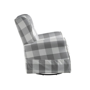 English Elm Fabric Lattice Swivel Glider Chair with Removable Seat and Side Storage Pockets for Cozy Relaxation Grey B016P324090