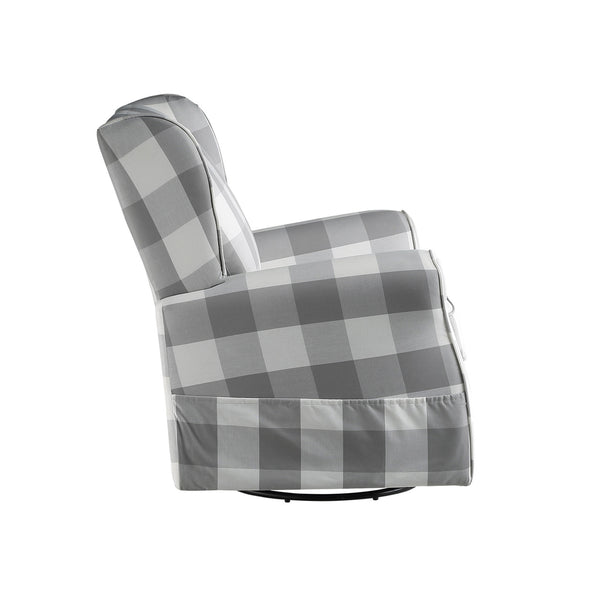 English Elm Fabric Lattice Swivel Glider Chair with Removable Seat and Side Storage Pockets for Cozy Relaxation Grey B016P324090