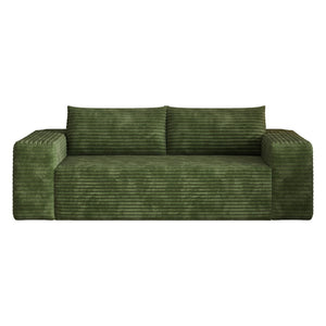 English Elm 78.8" Corduroy Three Seat Sofa Deep Cushioned Low Profile Couch for Modern Living Rooms Green W2824P409858