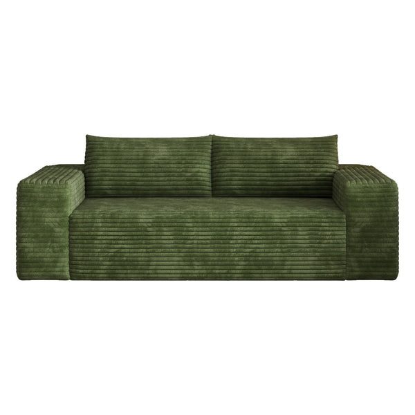 English Elm 78.8" Corduroy Three Seat Sofa Deep Cushioned Low Profile Couch for Modern Living Rooms Green W2824P409858