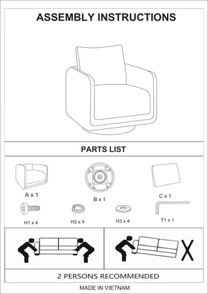 English Elm Gorgeous swivel accent chair in leather-like fabric with 360° movement, plush pillow and sleek base Walnut 33 L x 32 W x 22 H B011P369863