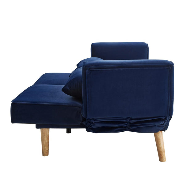 English Elm 72.8" Velvet Futon Sleeper Sofa Split Back Reclining Couch for Apartments and Guest Rooms Navy Blue W1669P364130