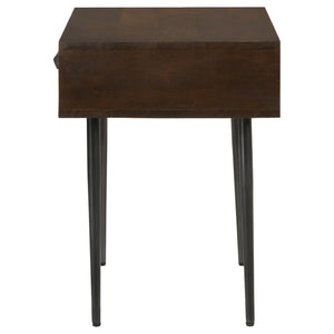 English Elm Gibson Solid Mango Wood Side Table Carved Starburst Drawer Mid-century Accent B062P441156