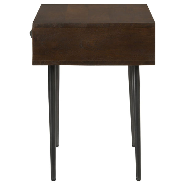 English Elm Gibson Solid Mango Wood Side Table Carved Starburst Drawer Mid-century Accent B062P441156
