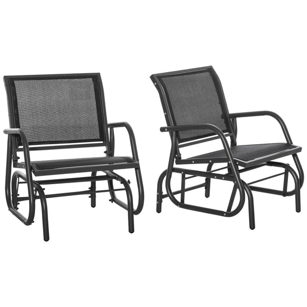 English Elm Outsunny Outdoor Glider Chairs Set Of 2 - Comfortable High-Back Metal Frame, Breathable Mesh Seats W2225P174320-GIGA