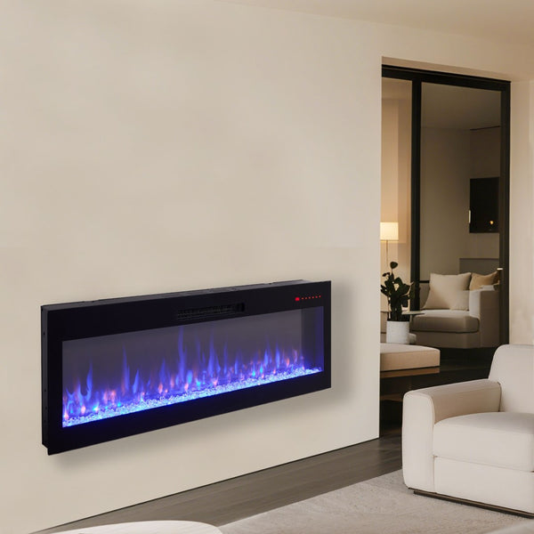 English Elm Smart 60 Inch Recessed Electric Fireplace with 3d Flame Wifi and Alexa Control W1769P249201