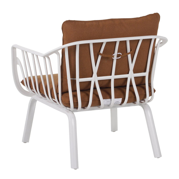 English Elm Christopher Knight Home® - Huron Outdoor PP Club Chair with Waterproof Olefin Cushions, Durable Plastic Frame and Iron Legs - Weather-Resistant Patio Seating Set Brown,White N775P178198W