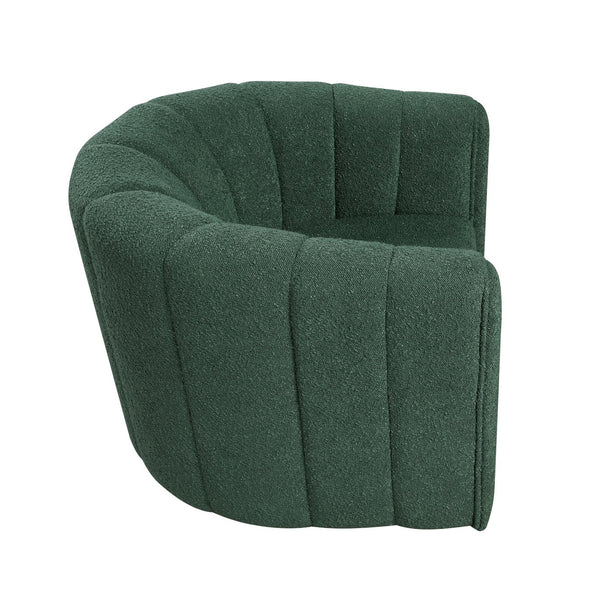 English Elm Modern Swivel Chair with Ottoman in Bouclé Fabric, Solid Wood Frame, Cozy Curved Design for Living Rooms Green 32 L x 31 W x 31.25 H B011P281846