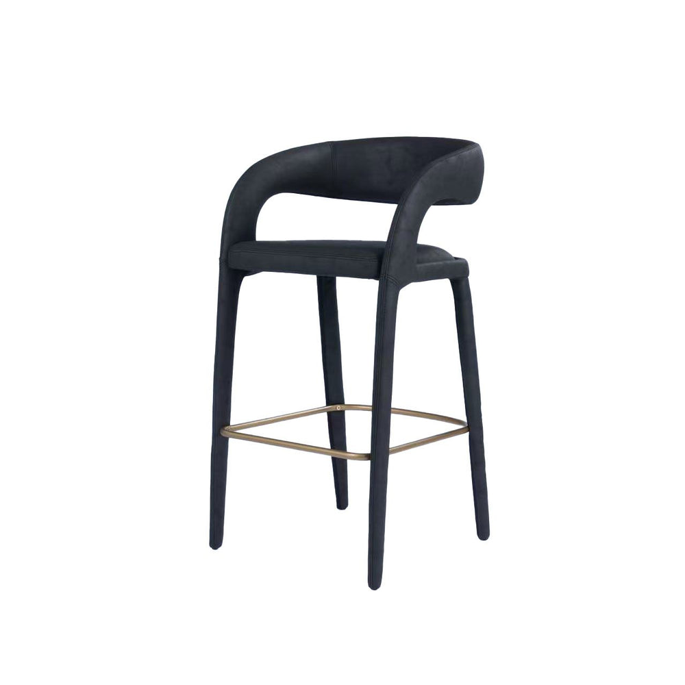 VIG Furniture Modrest Faerron - Modern Black Leatherette Bar Chair VGEU-MC-7182BC-B-BLK