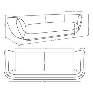 English Elm Ulka 96" Chenille Sofa – Durable Pine Frame, High-Density Foam, Commercial Grade, Includes Bolsters Cream B365P398110