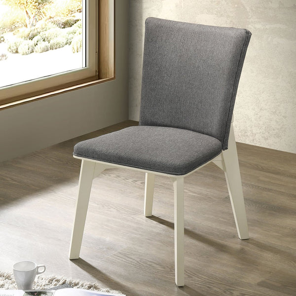 English Elm Jean Grey Upholstered Dining Side Chair Set of 2 — Soft Gray Cushioned Seats with Angular White Bases, Tailored Elegance B062P374132