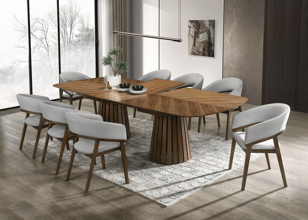 VIG Furniture Modrest Truman - Mid-Century Modern Walnut Extendable Dining Set VGMA-MIT-5346-MI-1240