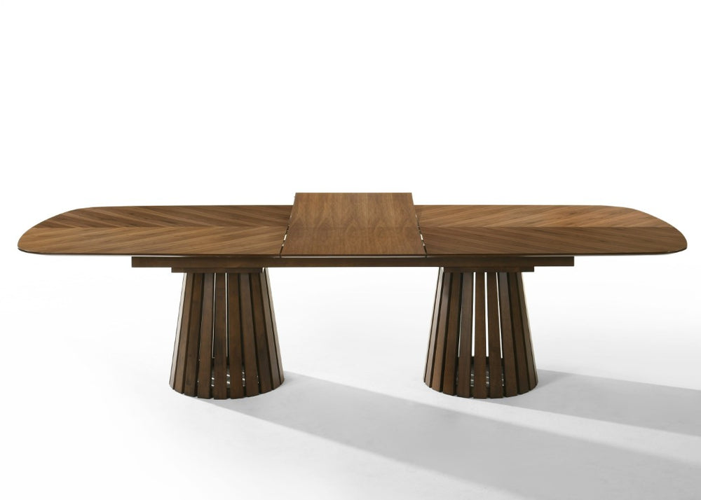 VIG Furniture Truman Mid-Century Walnut Extendable Dining Set With Butterfly Leaf Table & 6 Upholstered Chairs VGMA-MIT-5346-MI-1240-7PC