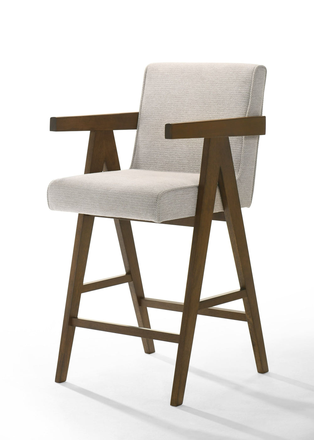 VIG Furniture Modrest Joseline - Modern Beige Fabric + Walnut Counter Chair (Set of 2) VGMA-MI-1233-BC-BGE