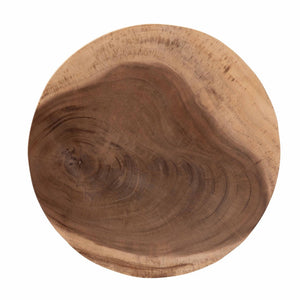 English Elm Hand-carved Solid Suar Wood Pedestal Accent Table with Scalloped Edge Boho Decor B2750P467766