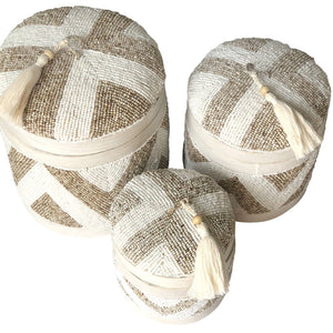 Lilys Set Of 3 Beaded Baskets With Tassel 8263