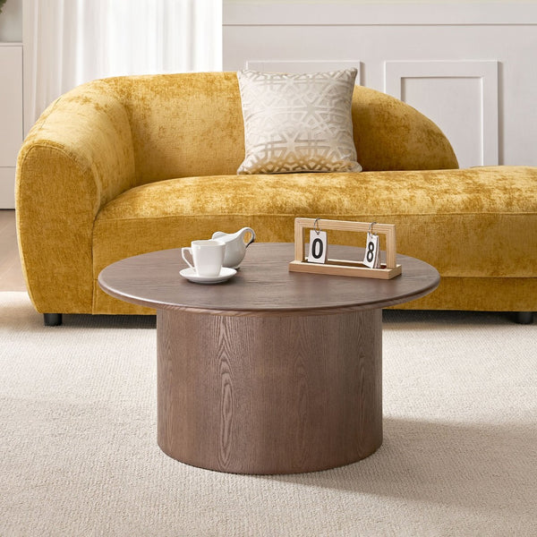 English Elm Coffee Table Nesting Set Round Mdf Pair Walnut Finish for Modern Living Rooms W876S00337