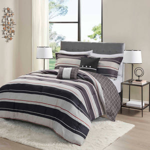 Madison Park Essentials Dalton Modern/Contemporary Comforter set with two decorative pillows MPE10-851-AR Gray/Charcoal