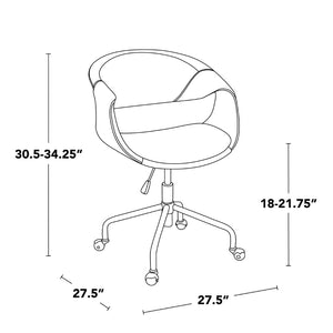 English Elm Task Chair with Chrome Five Star Base Grey Fabric Seat for Modern Home Office Use Gold,Light Grey B202P474187