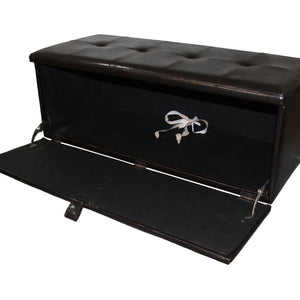 English Elm 18.5" Leather Upholstered Storage Bench with Front Opening & Pull Handle, Brown, Durable Wood Frame B072116487