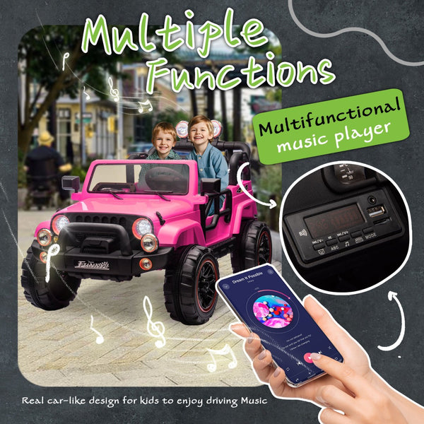 English Elm 24v Kids Electric Ride on Car with Parental Remote Rear Suspension and Bluetooth Audio Pink W1578P228744