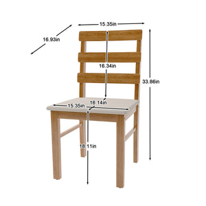 English Elm For Scandinavian Dining Chair with Upholstered Seat and Three-Slat Back — Stylish Wooden Accent, 275LB Capacity Teak W395P316332