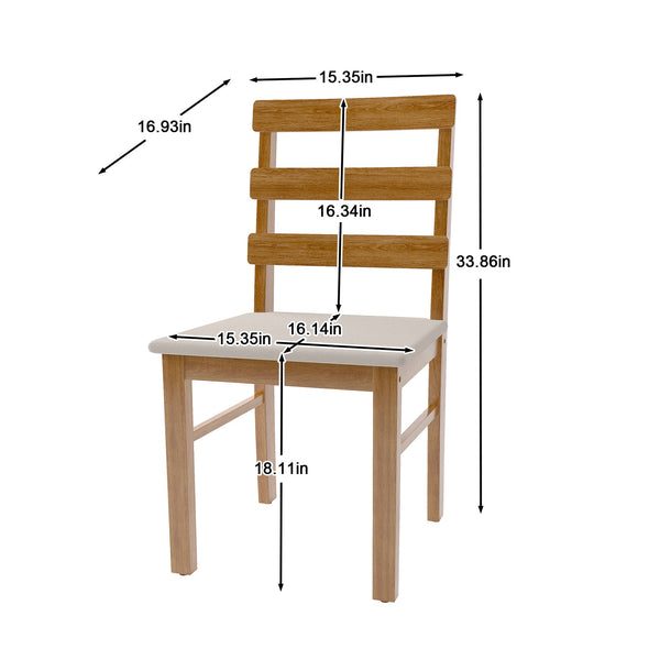 English Elm For Scandinavian Dining Chair with Upholstered Seat and Three-Slat Back — Stylish Wooden Accent, 275LB Capacity Teak W395P316332