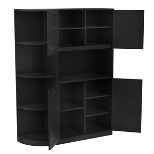 English Elm Multifunctional Hall Cabinet With 4 Hooks - Smart Split Design For Living Room, Kitchen & Hallway Storage W1580S00186-GIGA