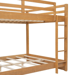 English Elm Wood Queen Size Bunk Bed With Ladder - Sturdy Pine Frame, Space-Saving Design For Shared Rooms N7090004007D-GIGA