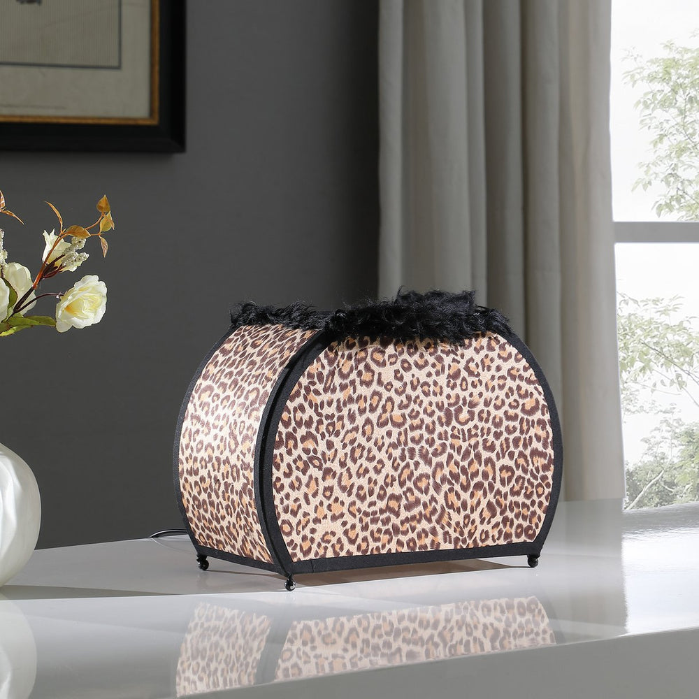 English Elm 11.75" Zebra Print Purse Table Lamp with Faux Handle — Chic Animal-Print Shade, Metal Base, UL Listed Leopard B072P222434