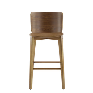 English Elm Christopher Knight Home® - Pari Walnut Indoor Wooden Barstool Set of 2 — Ergonomic Curved Back, Space-Saving Rustic Modern Seating N775P271409W